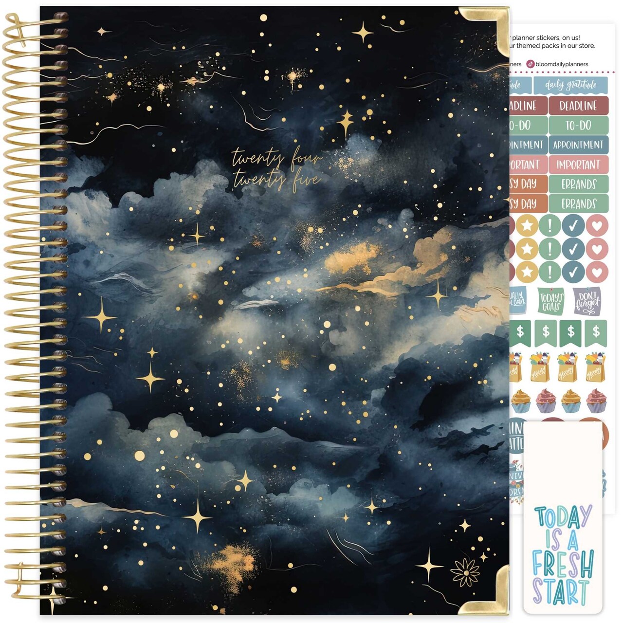 bloom daily planners 2024-25 Hard Cover Planner, 8.5" x 11", Midnight Sky